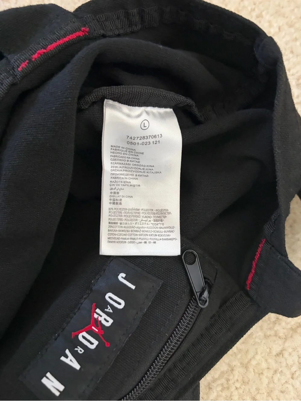 Jordan Black Canvas Tote with Red Jumpman Logo